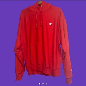 red oversized reverse weave hoodie